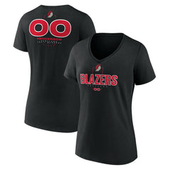 Scoot Henderson Portland Trail Blazers Women's Behind The Back Name & Number V-Neck T-Shirt Black