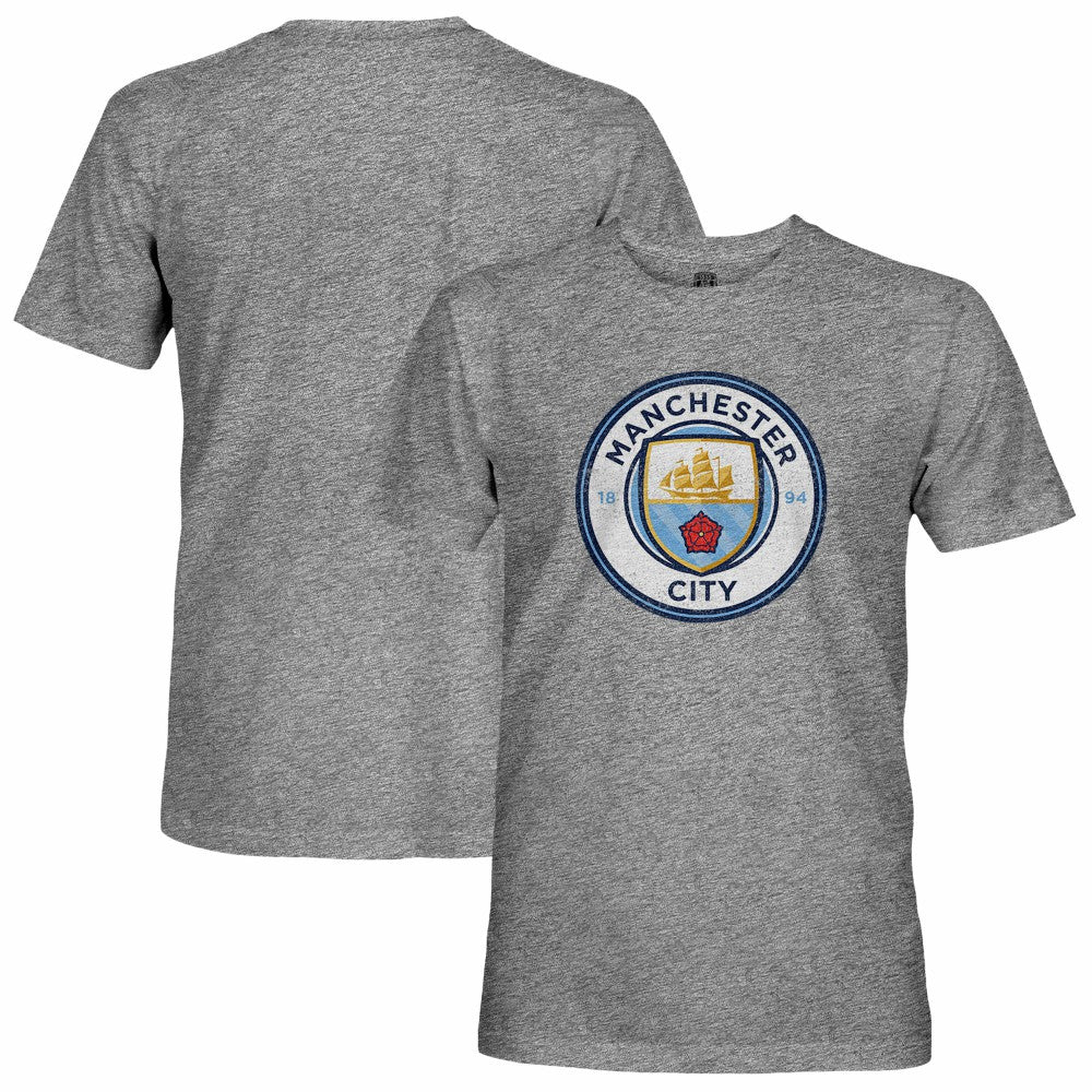 Manchester City 1863FC Tri-Blend Color Crest T-Shirt Heather Gray