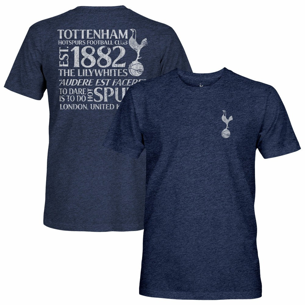 Tottenham Hotspur 1863FC Front Back Text Twisted Tri-Blend Slub T-Shirt Heather Navy