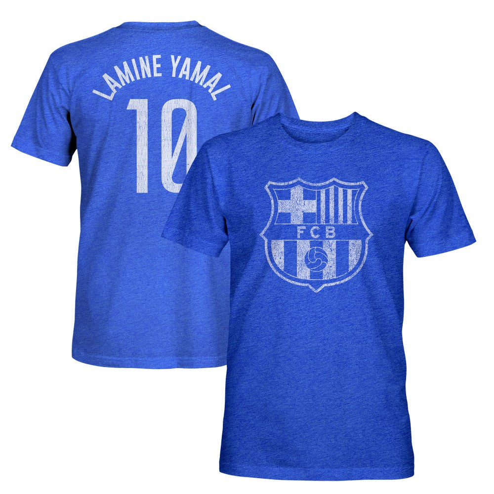 Lamine Yamal Barcelona 1863FC Player Name & Number Twisted Tri-Blend Slub T-Shirt Heather Royal