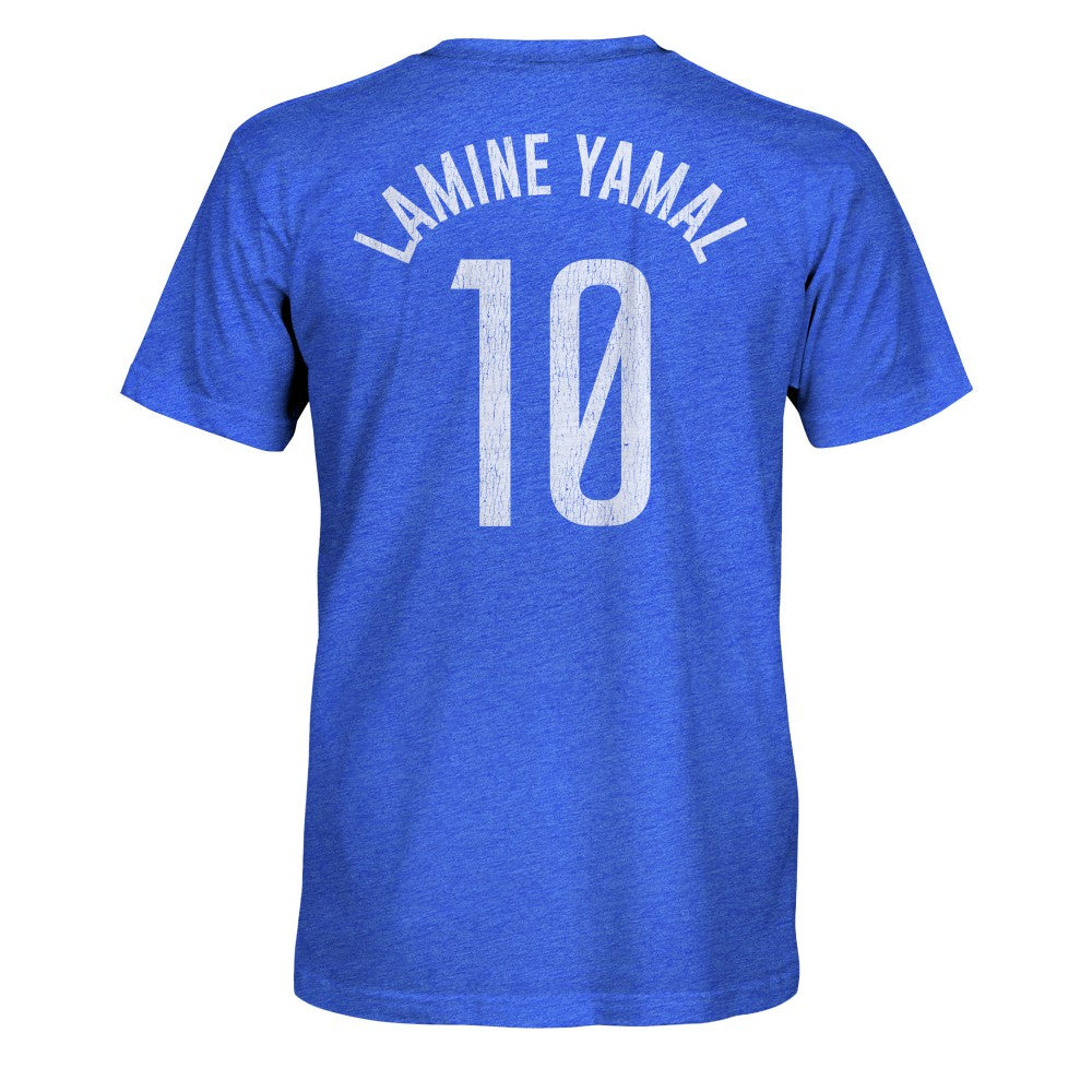 Lamine Yamal Barcelona 1863FC Player Name & Number Twisted Tri-Blend Slub T-Shirt Heather Royal