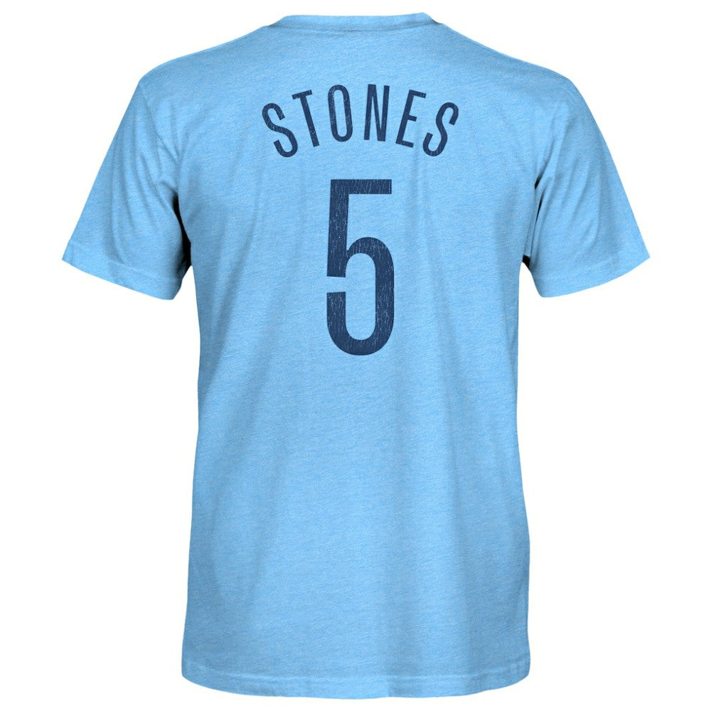John Stones Manchester City 1863FC Player Name & Number Twisted Tri-Blend Slub T-Shirt Sky Blue