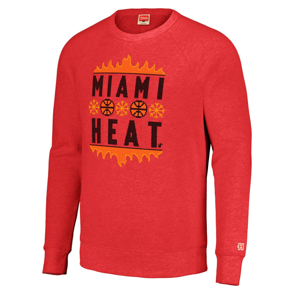 Miami Heat Homage Unisex Holiday Raglan Pullover Sweatshirt Red