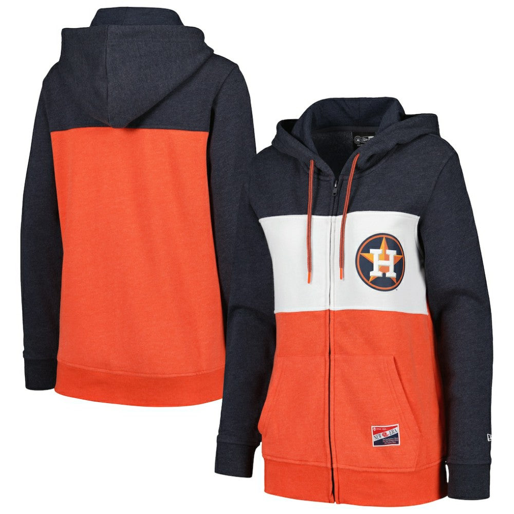 Houston Astros New Era Women's Color Block Full-Zip Hoodie Jacket - Navy - New Era Online