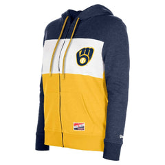 Milwaukee Brewers New Era Women's Color Block Full-Zip Hoodie Jacket - Navy - New Era Sale