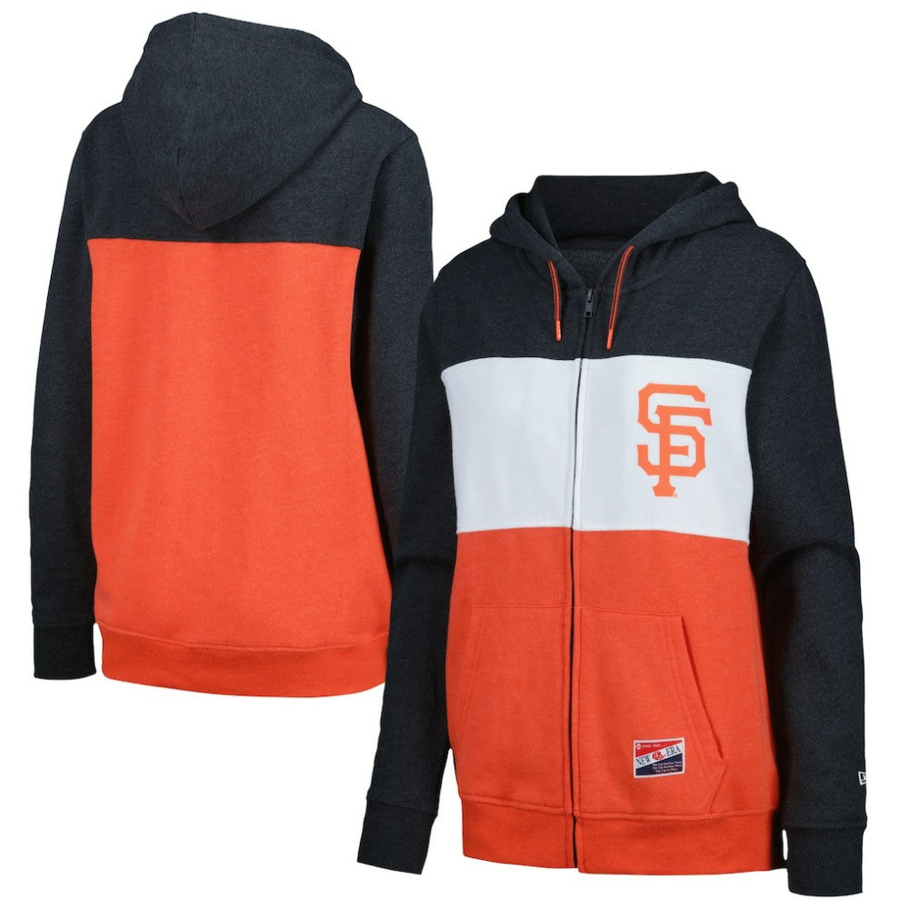 San Francisco Giants New Era Women's Color Block Full-Zip Hoodie Jacket - Black - New Era Discount