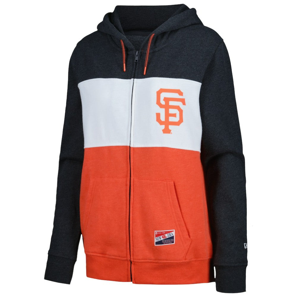 San Francisco Giants New Era Women's Color Block Full-Zip Hoodie Jacket - Black - New Era Discount