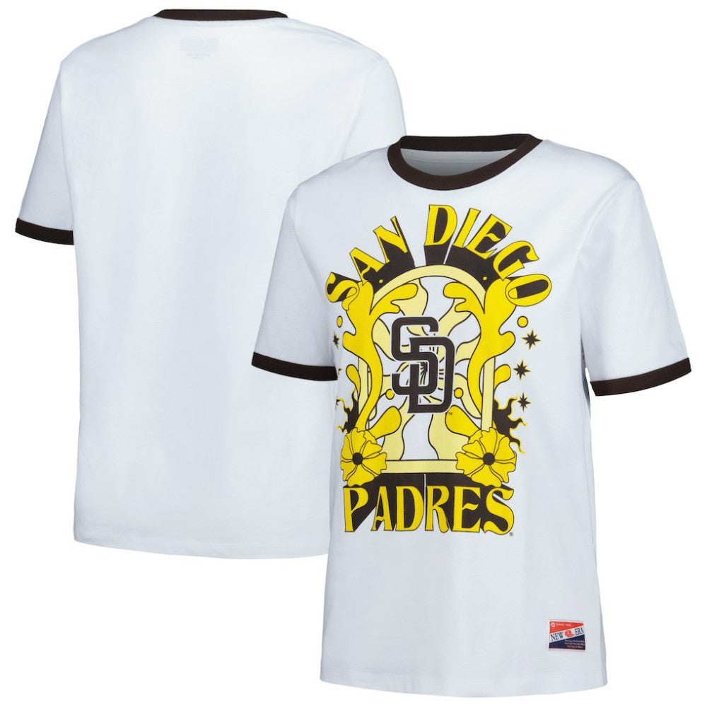 San Diego Padres New Era Women's Oversized Ringer T-Shirt - White - New Era Sale