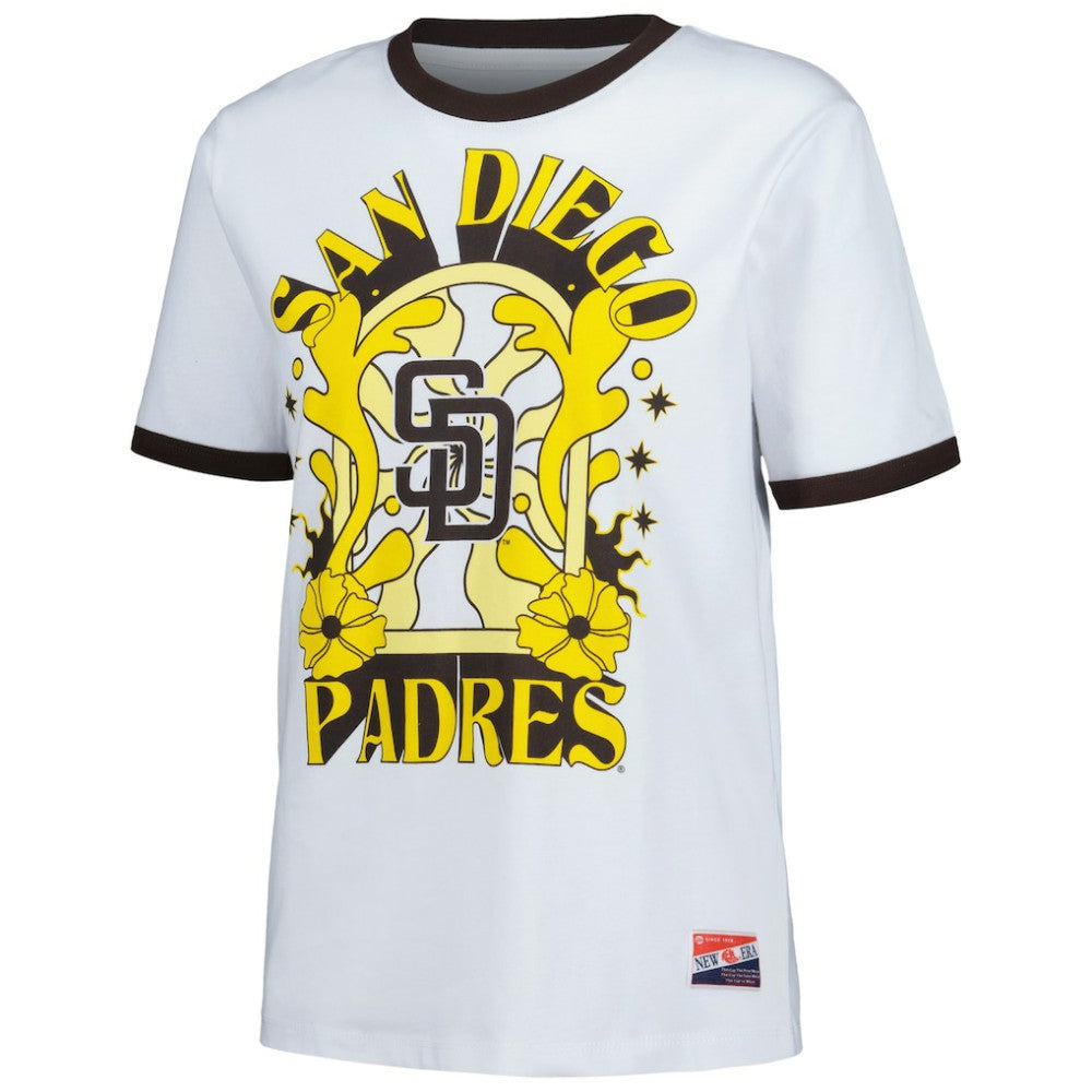 San Diego Padres New Era Women's Oversized Ringer T-Shirt - White - New Era Sale