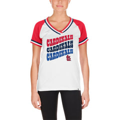 St. Louis Cardinals New Era Women's Jersey Double Binding Raglan V-Neck T-Shirt - White - New Era Lifestyle