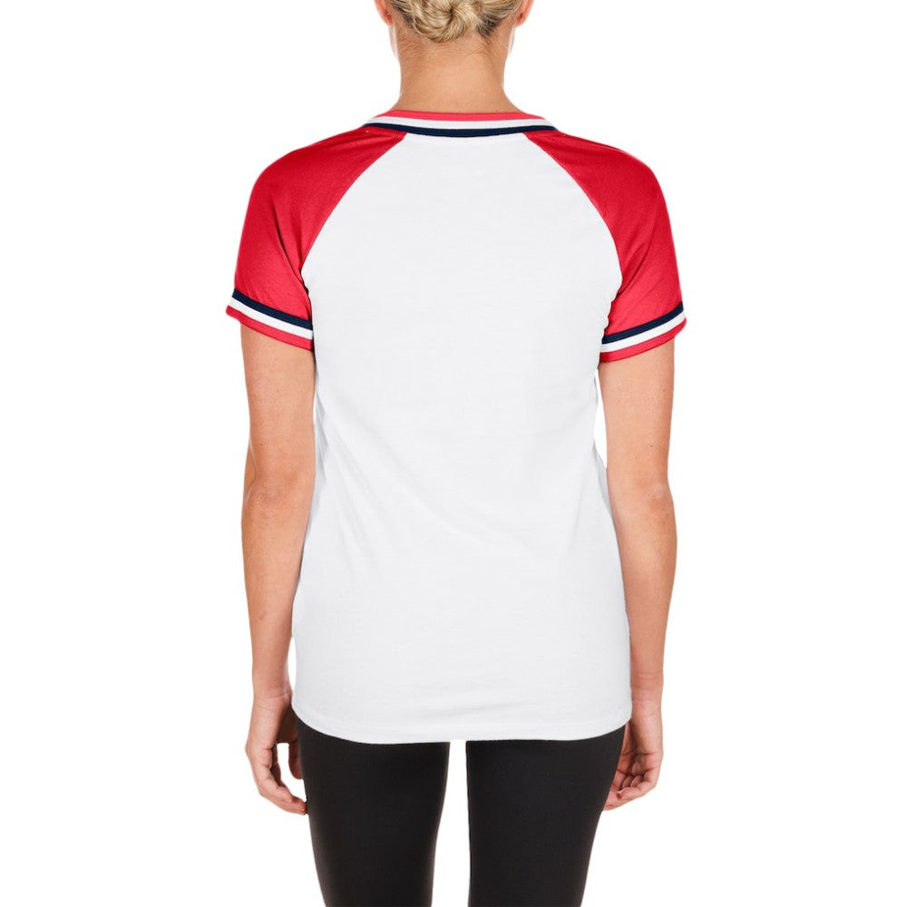 St. Louis Cardinals New Era Women's Jersey Double Binding Raglan V-Neck T-Shirt - White - New Era Lifestyle