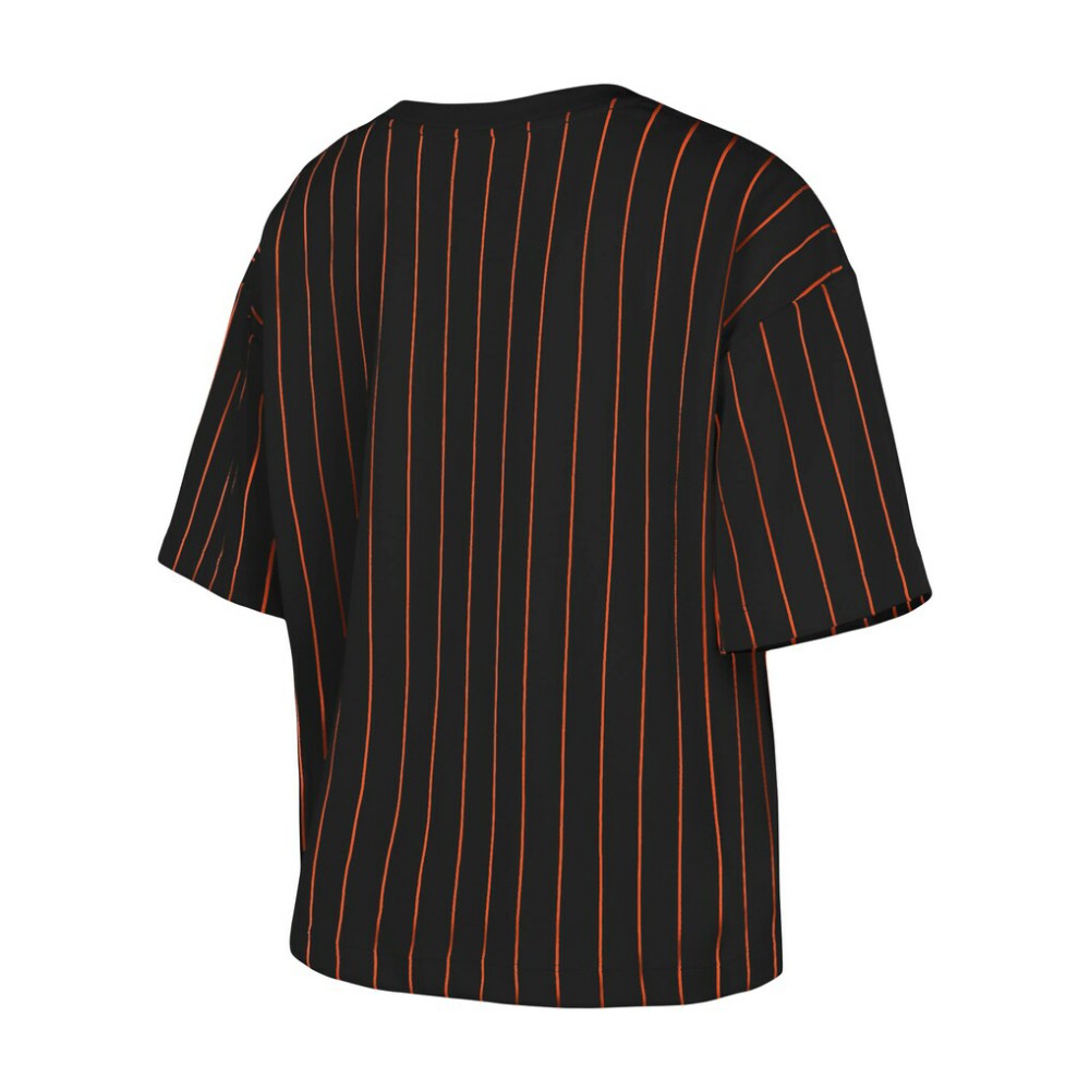 San Francisco Giants New Era Women's Boxy Pinstripe T-Shirt - Black - New Era Sale