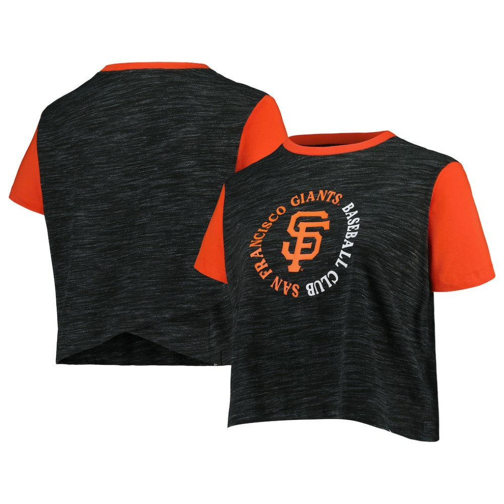 San Francisco Giants New Era Women's Plus Size Crossover Back Cropped T-Shirt - Black - New Era Sale