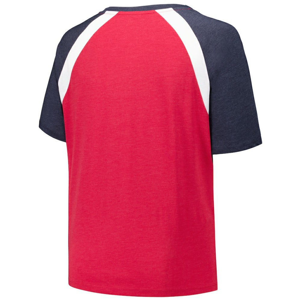 Atlanta Braves New Era Women's Plus Size Raglan V-Neck T-Shirt - Red - New Era Discount