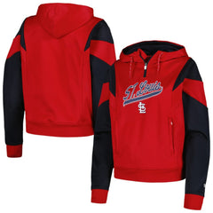 St. Louis Cardinals New Era Women's Color Block Fleece Quarter-Zip Hoodie - Red - New Era Online