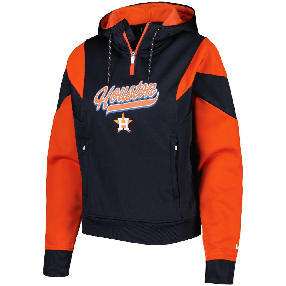 Houston Astros New Era Women's Color Block Fleece Quarter-Zip Hoodie - Navy - New Era Sale