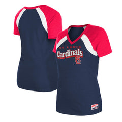 St. Louis Cardinals New Era Women's Heathered Raglan V-Neck T-Shirt - Navy - New Era Discount