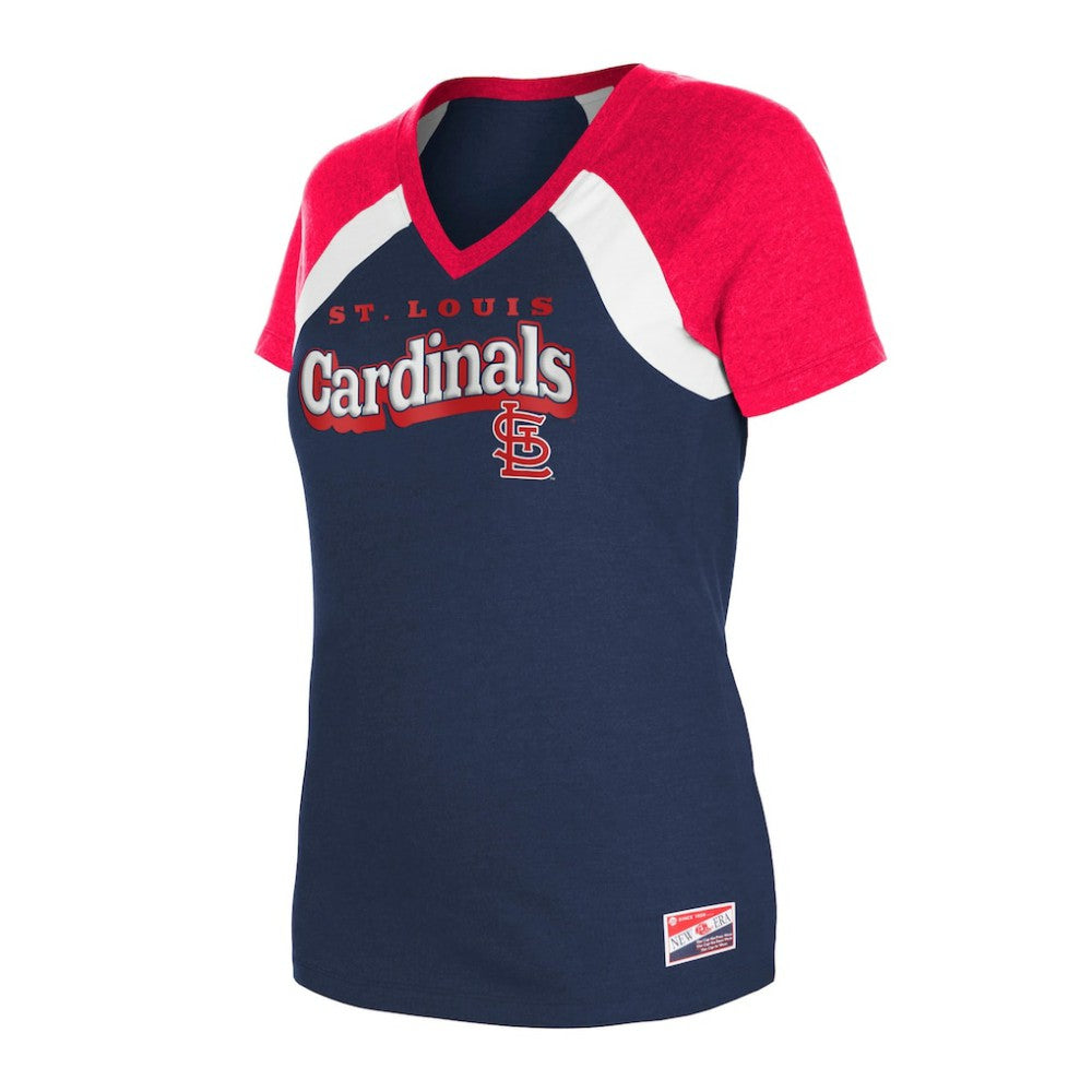St. Louis Cardinals New Era Women's Heathered Raglan V-Neck T-Shirt - Navy - New Era Discount