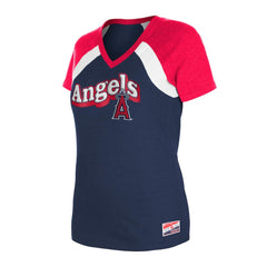 Los Angeles Angels New Era Women's Heathered Raglan V-Neck T-Shirt - Navy - New Era Sale