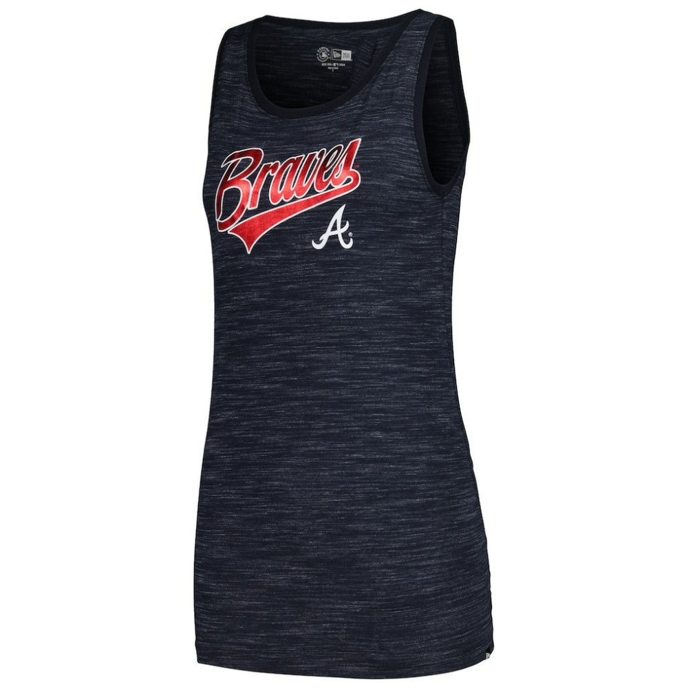 Atlanta Braves New Era Women's Space-Dye Active Tank Top - Navy - New Era Online