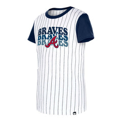 Atlanta Braves New Era Girls Youth Pinstripe T-Shirt - White - New Era on Sale