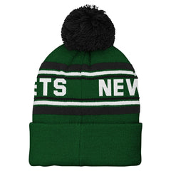 New York Jets Youth Jacquard Cuffed Knit Hat with Pom Green