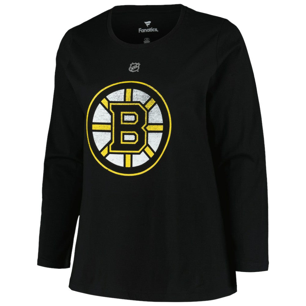 Boston Bruins Profile Women's Plus Size Distressed Printed Name & Number Long Sleeve T-Shirt - Black - NHL 200960822