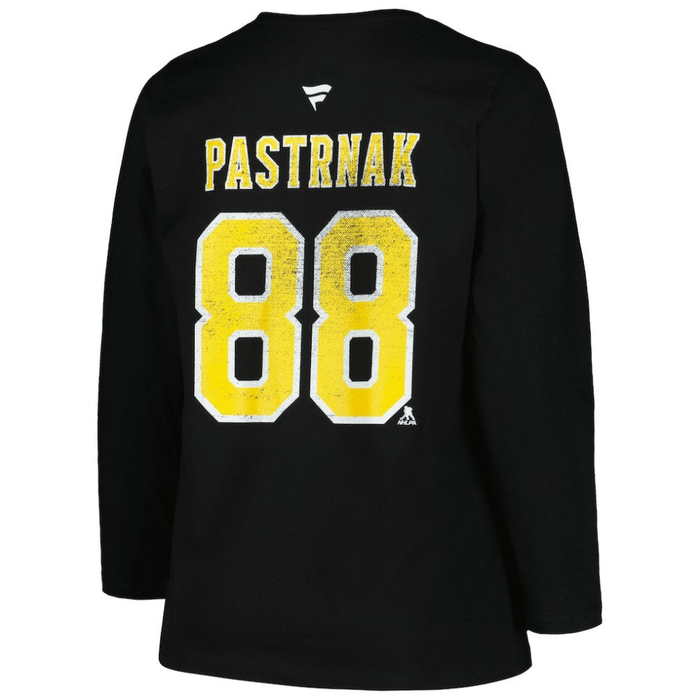 Boston Bruins Profile Women's Plus Size Distressed Printed Name & Number Long Sleeve T-Shirt - Black - NHL 200960822