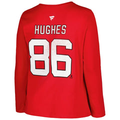 New Jersey Devils Profile Women's Plus Size Distressed Printed Name & Number Long Sleeve T-Shirt - Red - NHL 200960831