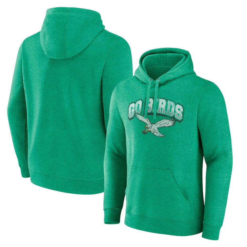 Fanatics Philadelphia Eagles Gridiron Classics Go Birds Vintage Arch Pullover Hoodie Kelly Green