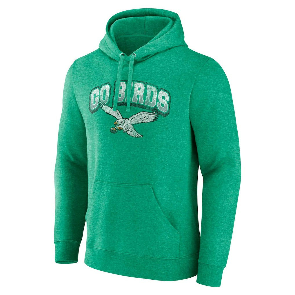 Fanatics Philadelphia Eagles Gridiron Classics Go Birds Vintage Arch Pullover Hoodie Kelly Green