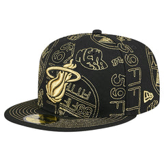 Miami Heat 59FIFTY Day Allover Print Stencil Fitted Hat Black | New Era for sale