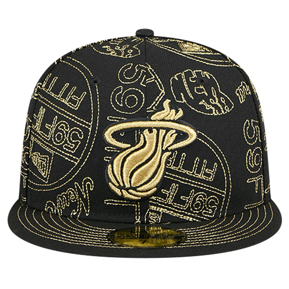 Miami Heat 59FIFTY Day Allover Print Stencil Fitted Hat Black | New Era for sale