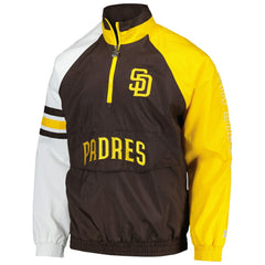 San Diego Padres Starter Elite Raglan Half-Zip Jacket - Brown/Gold - MLB Sale
