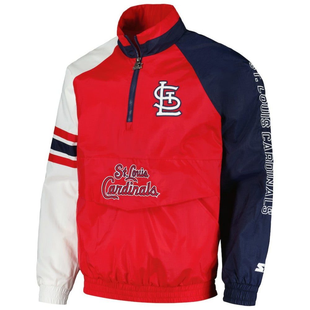 St. Louis Cardinals Starter Elite Raglan Half-Zip Jacket - Red/Navy - MLB Online