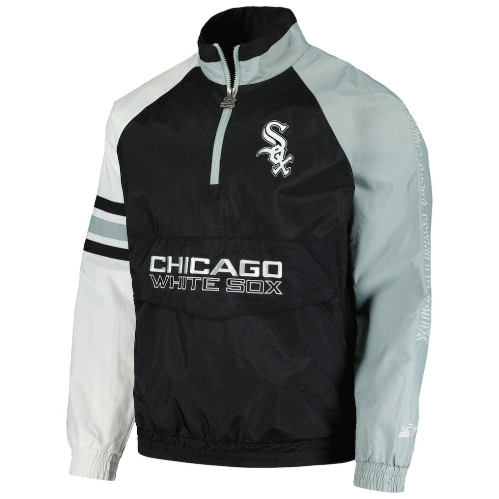 Chicago White Sox Starter Elite Raglan Half-Zip Jacket - Black/White - MLB on Sale
