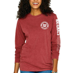 Washington Nationals Soft as a Grape Women's Pigment-Dyed Long Sleeve T-Shirt - Red - MLB Lifestyle