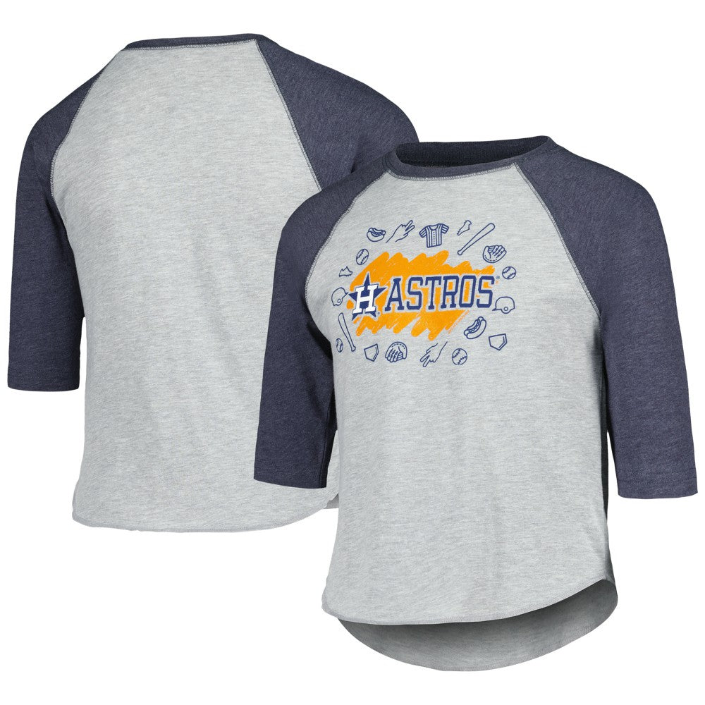 Houston Astros Soft as a Grape Youth Raglan 3/4 Sleeve T-Shirt - Heather Gray - MLB on Sale