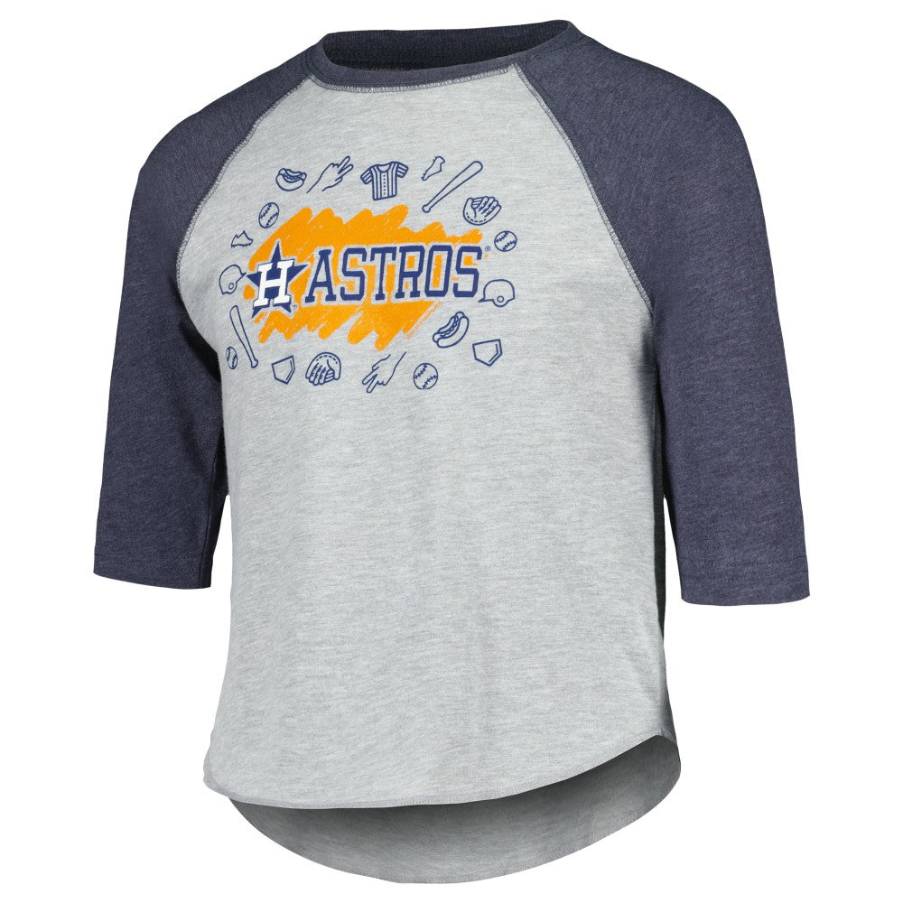 Houston Astros Soft as a Grape Youth Raglan 3/4 Sleeve T-Shirt - Heather Gray - MLB on Sale