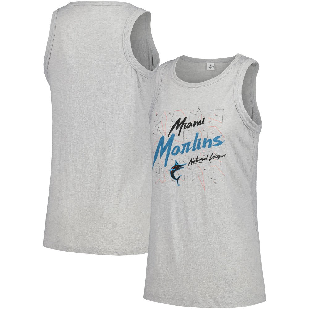 Miami Marlins Soft as a Grape Women's Gauze High Neck Tank Top - Gray - MLB Sale