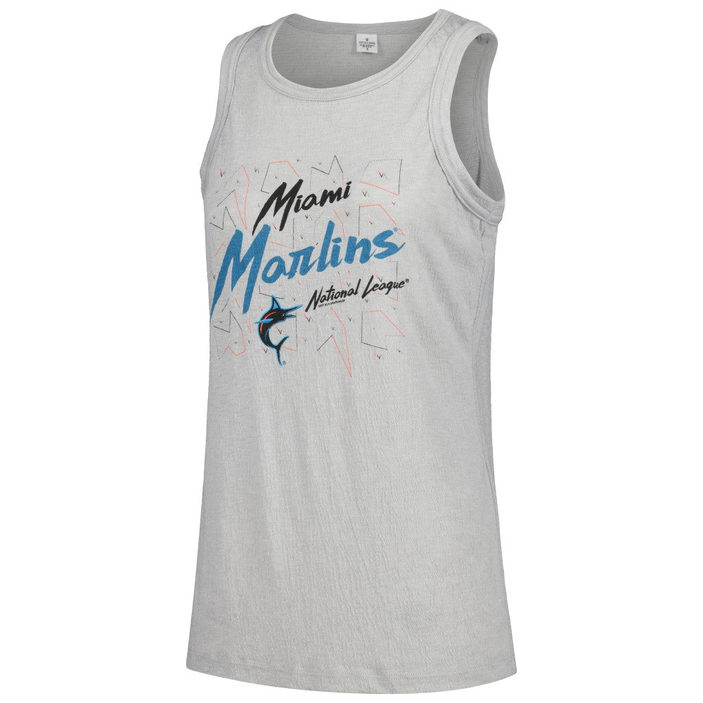 Miami Marlins Soft as a Grape Women's Gauze High Neck Tank Top - Gray - MLB Sale
