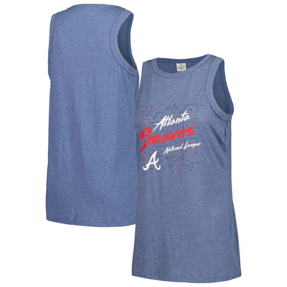 Atlanta Braves Soft as a Grape Women's Gauze High Neck Tank Top - Navy - MLB on Sale