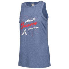 Atlanta Braves Soft as a Grape Women's Gauze High Neck Tank Top - Navy - MLB on Sale