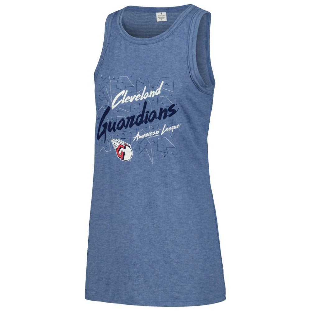 Cleveland Guardians Soft as a Grape Women's Gauze High Neck Tank Top - Navy - MLB Sale