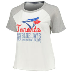 Toronto Blue Jays Soft as a Grape Women's Plus Size Baseball Raglan T-Shirt - White - MLB Lifestyle