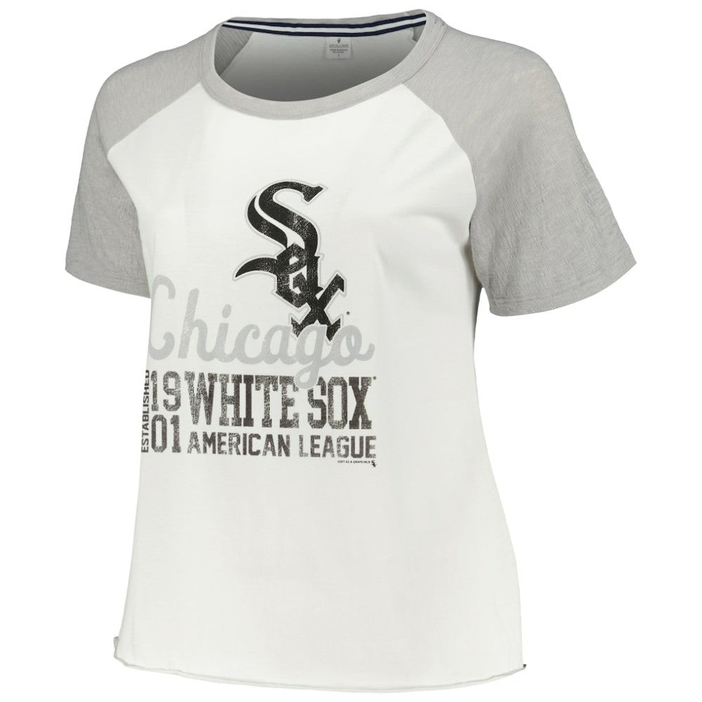 Chicago White Sox Soft as a Grape Women's Plus Size Baseball Raglan T-Shirt - White - MLB Discount