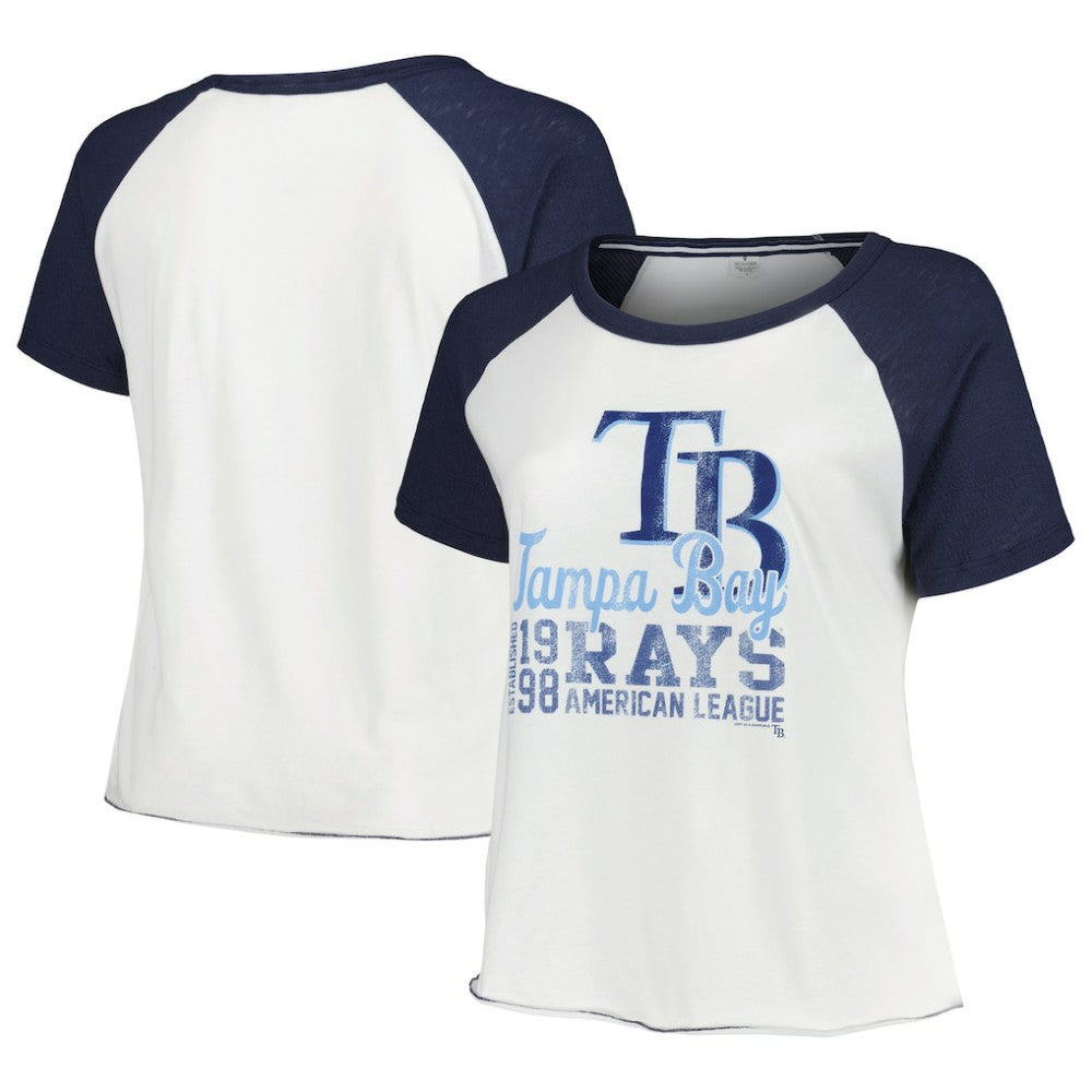 Tampa Bay Rays Soft as a Grape Women's Plus Size Baseball Raglan T-Shirt - White - MLB Lifestyle