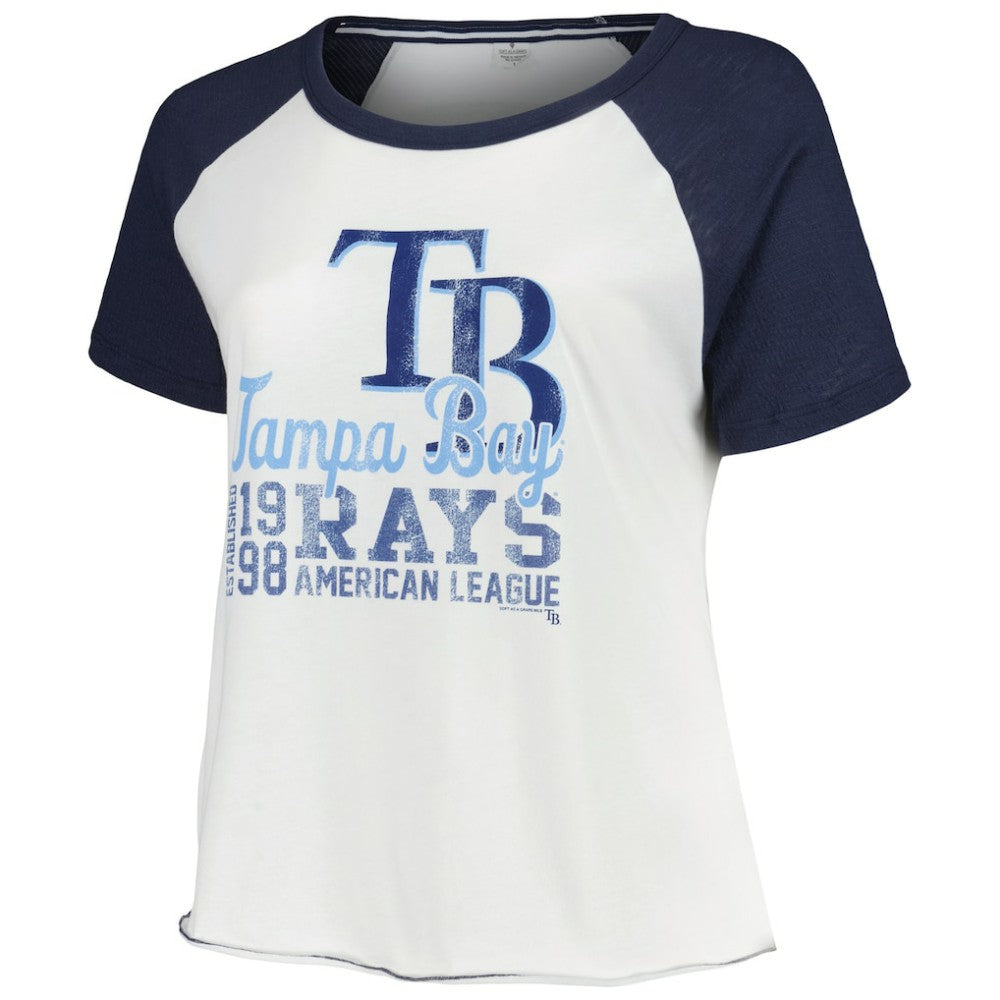 Tampa Bay Rays Soft as a Grape Women's Plus Size Baseball Raglan T-Shirt - White - MLB Lifestyle