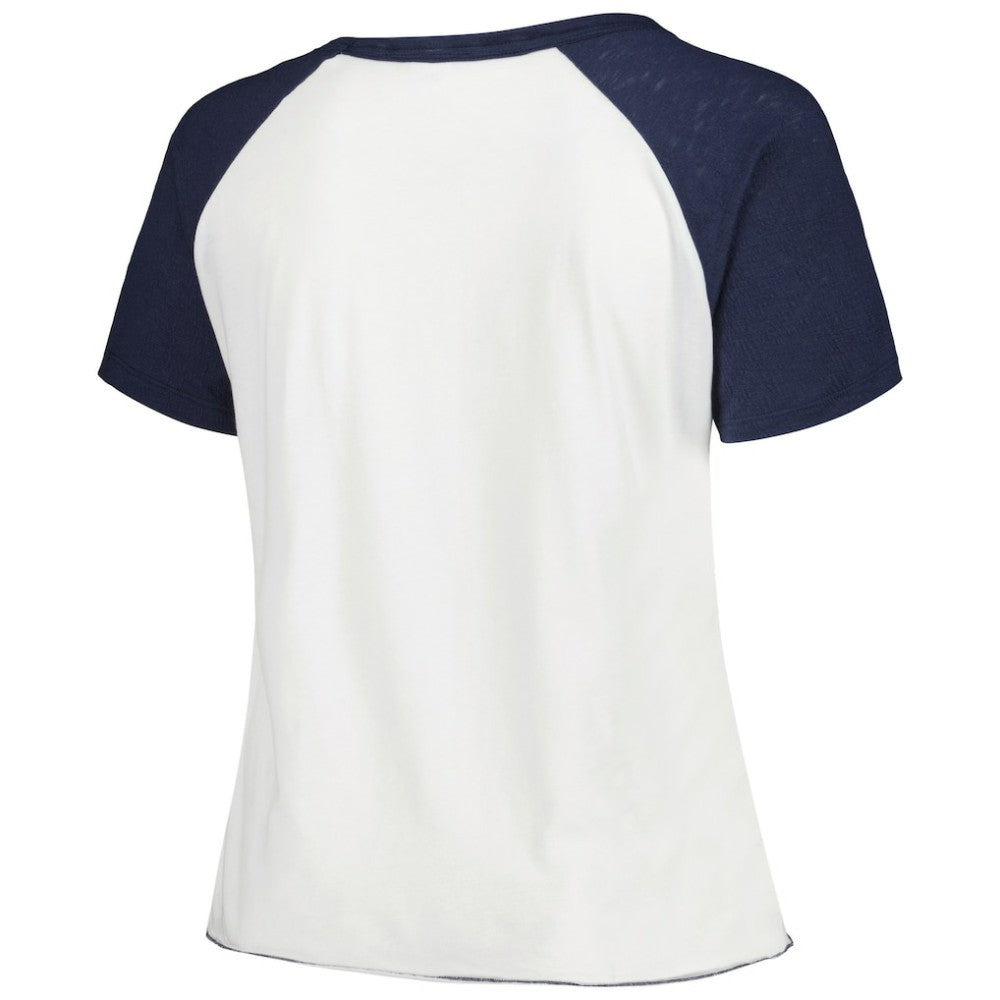 Tampa Bay Rays Soft as a Grape Women's Plus Size Baseball Raglan T-Shirt - White - MLB Lifestyle