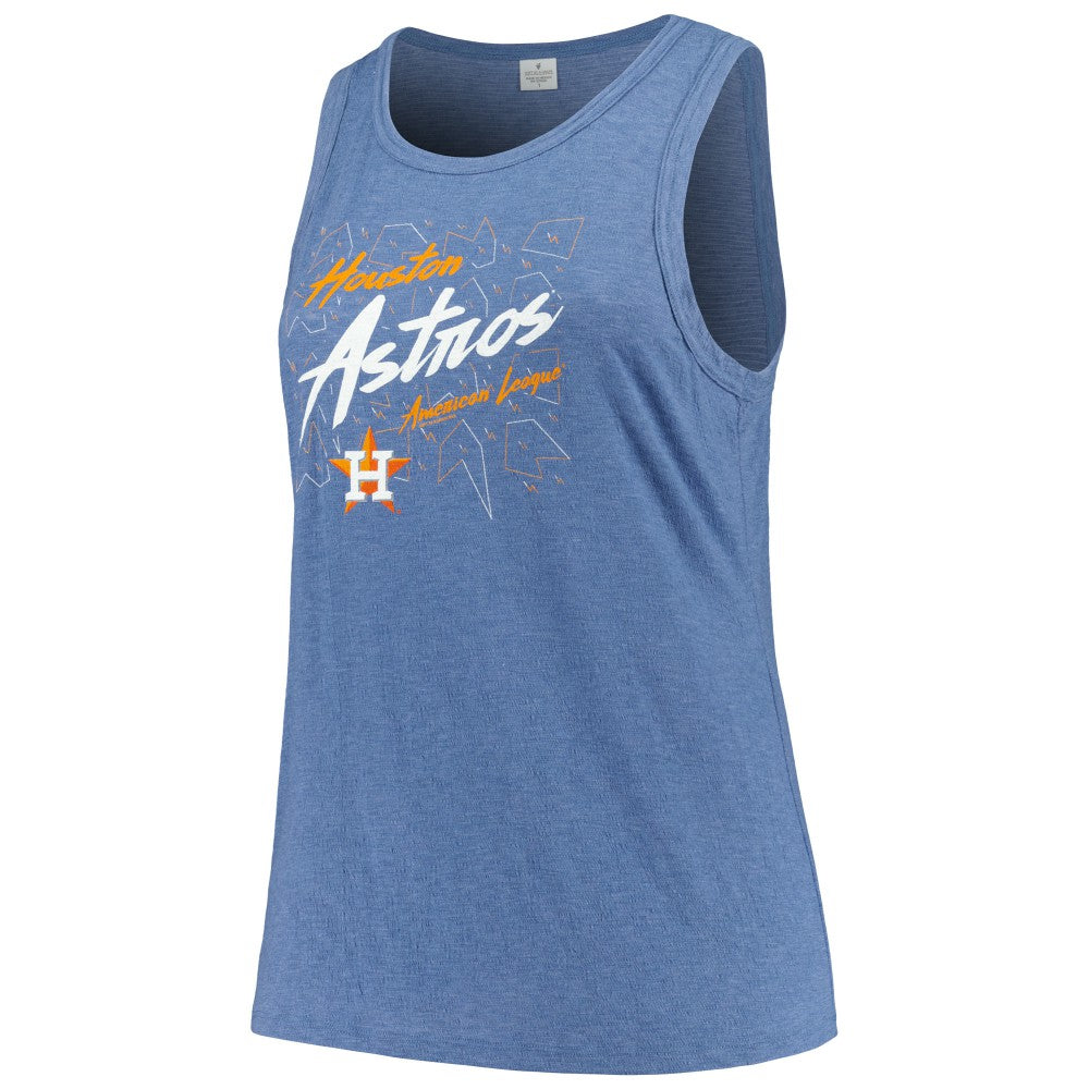 Houston Astros Soft as a Grape Women's Plus Size Curvy High Neck Tri-Blend Tank Top - Navy - MLB Sale
